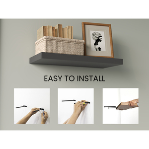 Floating Shelves 1.50 In H 2 Shelves Matt Gray Wall Mount Display Shelf - Product Image 2