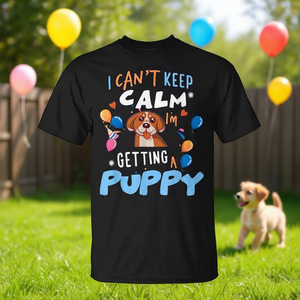 Non posso stare tranquillo: stampe con palloncini e design di cani carini, maglietta unisex a maniche corte girocollo per amanti dei cani - Product Image 3