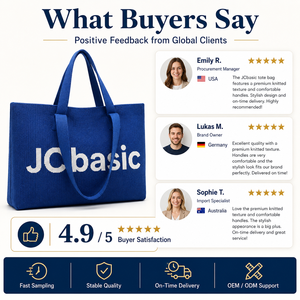 Bolsa de Mano Tejida Personalizada, Bolsa de Compras Grande con Logotipo JCbasic, Bolsa de Transporte Ecológica para Pedidos al por Mayor, Suministro OEM - Product Image 6