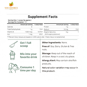 Integratore di Proteine Vegetali e Vitamine 454G, Polvere di Spirulina Biologica, Proteine e Vitamine - Product Image 3