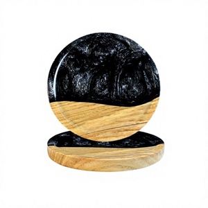 Hot Wooden <b>Epoxy</b> <b>Resin</b> Cutting Board Set 2 Pieces <b>Black</b> Wood Mix Food Safe Hand Wash Only Made in Vietnam - Product Image 1