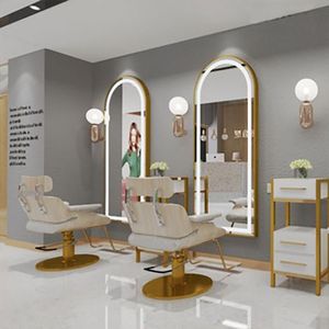 Elegante <span class=keywords><strong>Espejo</strong></span> <span class=keywords><strong>de</strong></span> Salón <span class=keywords><strong>con</strong></span> Detalles en Dorado, Iluminación LED y Mesa Lateral - Product Image 2