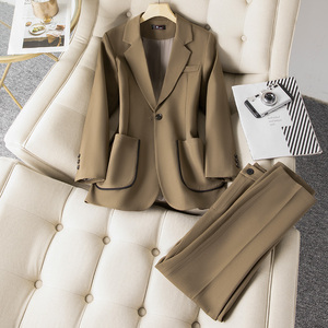 Jaket blazer wanita lengan panjang, jaket kerja <span class=keywords><strong>Formal</strong></span> wanita komuter satu kancing, lengan panjang baru musim semi 2024 dengan blus ramping - Product Image 2