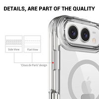 Étui de téléphone pliable en TPU PC transparent avec support métallique extractible et charnière en fibre de carbone pour iPhone DUO, coque magnétique transparente