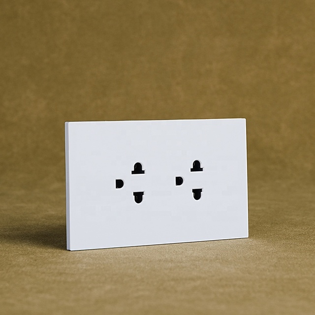 White Black Color PC Quality Ultra Thin Large Board South American Standard Double 3 Pole Thailand Type Wall Socket