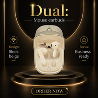 Mouse Nirkabel dengan Earbud Terintegrasi, Kotak Pengisian Daya, Mouse Komputer Optik Ergonomis untuk Rapat Online dan Penggunaan Kantor