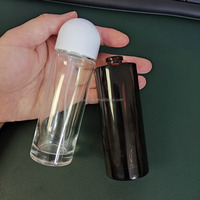 Botella de Perfume Cilíndrica de Vidrio de Alta Transparencia, Atomizador Delgado y Alto, Botella de Fragancia de Lujo con Tapa Magnética