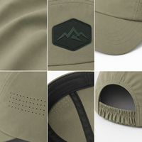 Gorra de béisbol para exteriores de nailon de 5 paneles con parche de TPU, ligera, suministro OEM directo de fábrica para compradores de artículos de senderismo, con logotipo y color personalizados.