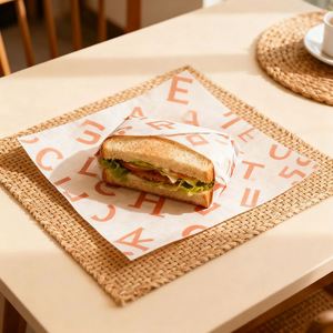 Papier ciré personnalisé avec logo, résistant à la graisse, pour emballer le poulet, sandwichs, pâtisserie, cuisine - Product Image 5