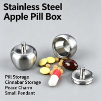 Mini flacon à médicaments en acier inoxydable en forme de pomme, petite boîte à médicaments portable, récipient métallique scellé
