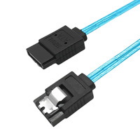 Kabel Data SATA 3.0 8-Pin High-Speed Transparan Biru Tembaga Murni untuk Hard Drive Sudut Kanan 6 Gbps