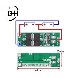 แผงป้องกันแบตเตอรี่ลิเธียม 18650 แบบ 2 แถว 7.4V 8.4V พร้อมบอร์ด BMS กระแสสมดุล 20A มาตรฐาน ช่วยเพิ่มสมดุล - Product Image 3