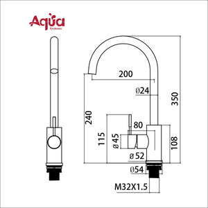 ก๊อกน้ำติดตั้งบนเคาน์เตอร์ครัว Aqua Systems สแตนเลส 304 แบบก้านเดี่ยว โครเมียมขัดเงา ดีไซน์ร่วมสมัย - Product Image 6