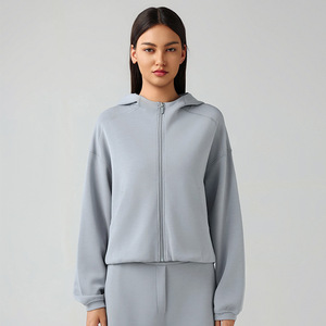 Vêtements d'équitation pour femmes, veste à capuche zippée, produit d'automne pour femmes, sweat-shirt décontracté ample, veste d'équitation pour le fitness - Product Image 4