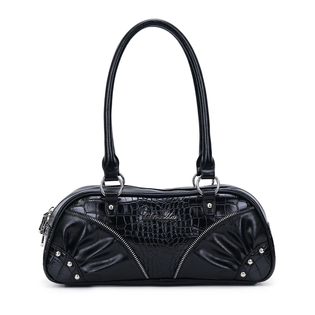 Fashionable Woman Handbag Shoulder Bags Top Handle Handbags Pleated Bags PU Leather Studs Decoration Factory Custom Handbag
