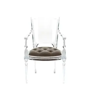 Muebles de diseño moderno personalizados, silla de comedor acrílica, cojín transparente moderno