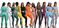 Conjunto Deportivo de 4 Piezas para Mujer, Reversible, Sólido, Ligero, para Gimnasio y Fitness, Ropa Deportiva, Top Corto y Sujetador Deportivo