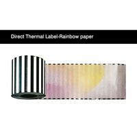 Rouleau d'étiquettes thermiques directes rouleaux continus étanches imprimante Brother arc-en-ciel/holographique/rayures noires et blanches transparentes