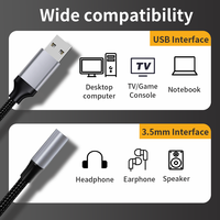 Adaptateur audio USB vers 3,5 mm pour ordinateur portable, sortie CC, casque, microphone, adaptateur de voyage universel personnalisé, carte son stéréo externe