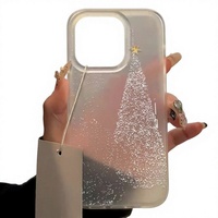 Coque de téléphone en TPU avec lumière nocturne pour iPhone 11/12/13/14/15, motif dessin animé, protection intégrale 360°, éléments de Noël et estampage à chaud