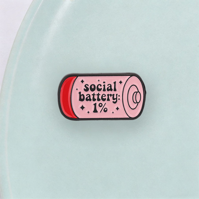 High Quality Social Battery Enamel Pin Metal Badge Custom Pink 1 Percent Lapel Pin Wholesale Jewelry Accessory