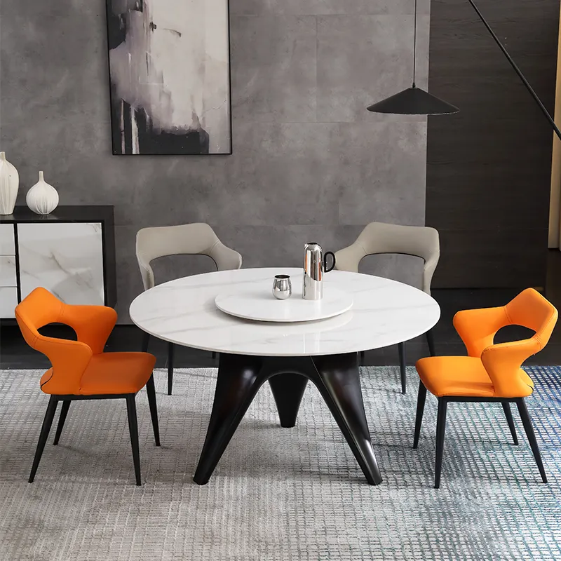 이탈리아 디자인 Morden 식탁 세트 센터 120cm 130cm 150cm 직경에 있는 작은 턴테이블을 가진 부엌을 위한 백색 대리석 테이블