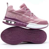 Chaussures de sécurité sportives pour femmes CE de haute qualité, respirantes, à embout d'acier, en maille volante, avec coussin d'air, antidérapantes, légères, pour automne, hiver et été