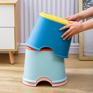 Cartoon Children's Footstool Thickened <b>Plastic</b> Round <b>Stool</b> Stackable Kids Chair - Product Image 4