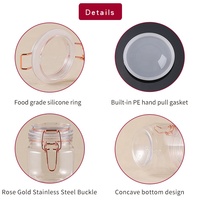 Pot carré transparent en PET de 500 ml et 1000 ml avec couvercle à clapet et anse métallique, hermétique, de qualité alimentaire, pour miel et poudre, logo personnalisé disponible