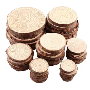 Custom Pine Wood Slices Crafts Round Cake Stand For Table Disks Display