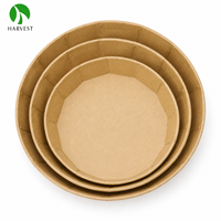 Conteneur alimentaire en papier kraft brun écologique avec couvercle transparent en PET/RPET, bol à lunch étanche