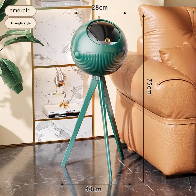 Tall no-bend trash can-vintage green