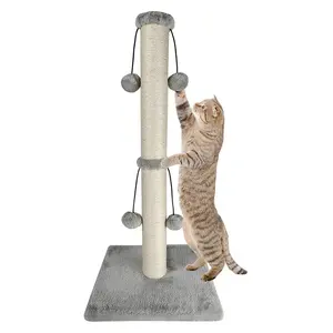 Mainan garuk kucing tali Sisal, pohon panjatan kucing untuk bola mainan pengasah