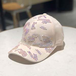 Moda algodón Casual venta al por mayor moda 6 Panel Gorras mujeres diamantes de imitación gorra de béisbol para niñas - Product Image 5