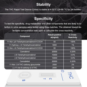 Cassette de <span class=keywords><strong>test</strong></span> rapide <span class=keywords><strong>THC</strong></span> pour la détection de la marijuana dans les urines, pour usage clinique et professionnel - Product Image 5