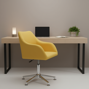 <b>Yellow</b> Fabric Swivel Office <b>Chair</b> With Chrome Base And Armrests For Contemporary Workspace - Product Image 2