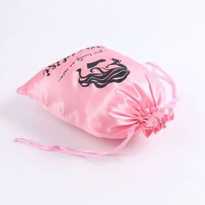 Bolsas de Satén Negras Personalizadas con Logotipo Impreso, Bolsas de Seda Suave para Sombreros, Bolsas de Lujo con Cordón para Zapatos, Ropa Interior y Accesorios - Product Image 1