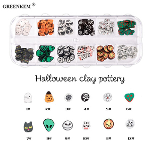 Paillettes 3D pour décoration des ongles, accessoires de <span class=keywords><strong>manucure</strong></span>, en argile polymère, citrouille fantôme, flocons, 12 grilles, Design pour <span class=keywords><strong>Halloween</strong></span>, 12 pièces - Product Image 5