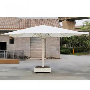 Cafe Shop Aluminum Alloy Frame Fabric Roof <b>Umbrella</b> Outdoor Waterproof Round White Shading <b>Umbrella</b> - Product Image 4