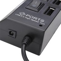 Mini adaptador de concentrador USB 2,0, 7 puertos con interruptor de encendido/apagado LED, divisor de concentrador USB 2,0 para ordenador portátil y PC
