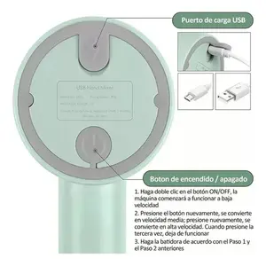Batteur électrique à main Elegate 1000W 3 vitesses avec fouets en fil métallique pour une utilisation en cuisine, boîtier en plastique, USB et batterie - Product Image 3