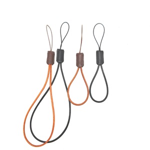 Cordón <span class=keywords><strong>de</strong></span> cuero genuino para teléfono móvil, llaves, USB, cámara, tarjeta <span class=keywords><strong>de</strong></span> identificación, negro, marrón oscuro, llavero, correa semimanual - Product Image 2