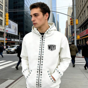 Men's Terry Streetwear Hooded Sweatpants with Custom Embroidery Y2K Vintage Style 500g Fabric Breathable - Product Image 3