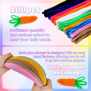 New Color Thick Twist Bar Pipe Cleaners para Artesanato Manual Chenille Hastes Artesanato Engrossar Pipe Cleaners DIY Fuzzy Wire Pipe Cleaner - Product Image 5