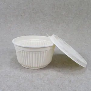 Cuencos desechables para llevar de almidón de maíz de 450mL y 650ml, cuencos compostables para sopa de fideos y postres con tapa, recipientes para alimentos