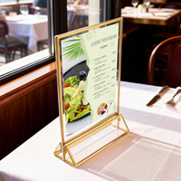 Porte-panneau en acrylique avec bordures dorées, cadres en acrylique transparent double face, porte-menu de table pour numéros de table de mariage, menu