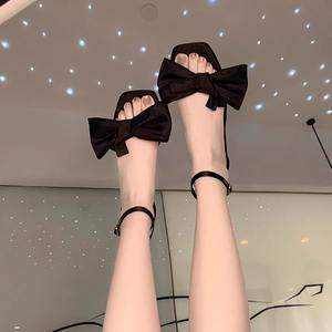 Sandalias Elegantes de Tacón Alto con Punta Abierta y Correa en el Tobillo, de Piel de Oveja con Lazo Francés, para Mujer, Verano 2026 - Product Image 4