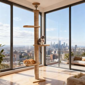 Hoogwaardig massief houten kattenboom met meerdere lagen, modern 4+ lagen, grote ruimte, capsule design, 2,6-3m hoog, eenvoudige stijl - Product Image 6