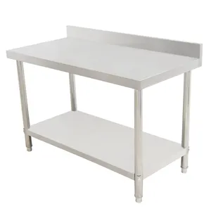 Commercial Kitchen Prep Table Worktable Stainless Steel Workbench With Baffle