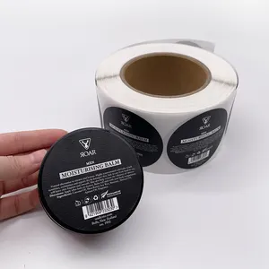 고품질 맞춤형 맞춤형 인쇄 자체 접착 용지 3 인치 블랙 라운드 스티커 롤 제품 라벨